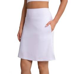 Jesself Knielang Golfrock Damen mit Hose Hohe Taille Athletischer Skirt mit Shorts und Taschen Skort Hosenrock mit Hose Darunter für Sport Laufen Wandern Radfahren von Jesself