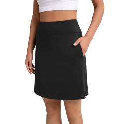 Jesself Knielang Tennisrock Damen Mit Hose Hohe Taille Athletischer Skort Wanderrock Sportrock Golfrock mit Taschen von Jesself