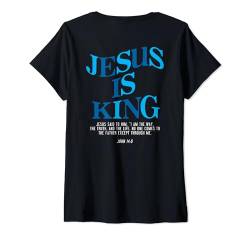 Damen Jesus Is King Jesus John 14:6 Costume Christian (On Back) T-Shirt mit V-Ausschnitt von Jesus Is King Jesus John 14:6 Costume Christian