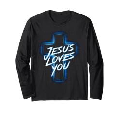 Jesus Tshirt Herren Damen Christentum Christ Cross Kreuz Langarmshirt von Jesus Liebt dich Christentum Bibel Kirche God Gott