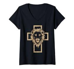 Damen Jesus Geschenk Christian Christen Bibel Kirche Jesuskreuz T-Shirt mit V-Ausschnitt von Jesus Tshirt Herren Damen Kreuz Christian Gott