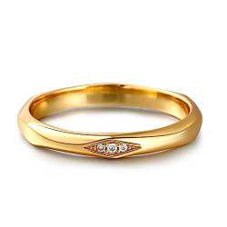 Jeulia Klassisches Partnerringe Verlobungsringe 925 Sterling Silber Damen Herren Ring Ehering Gelbes Gold Trauring Freundschaftsring (Damen Ring, 52(16.5)) von Jeulia