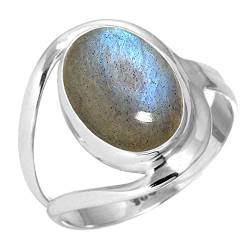 Jeweloporium 925 Sterling Silber Ringe für Damen Größe 65(20.7) Grau Echt Labradorit mit Stein Kostüm Silber Ringe Freundschaftstag Geschenk Jahrgang Schmuck von Jeweloporium