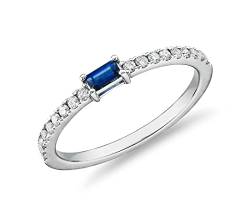 JewelryGift 925 Sterling-Silber Stacking Band Ring Erstellt-Blauer Saphir-Edelstein Daliy Wear, Party Wear Schmuck für Männer und Frauen Ringgröße: N von JewelryGift