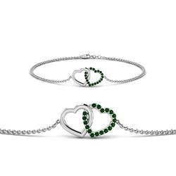 JewelryGift Wählen Sie Ihren Edelstein 925 Sterling Green Emerald Heart Interlocked Diamond Prong PRONGE JEYERY Hochzeitsgeschenk für Frauen Damen Längen 16,5 cm bis 20,3 cm, Stein, Erstellt - Grün / von JewelryGift