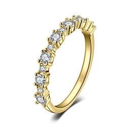 JewelryPalace Verlobungsring Eheringe Ring Silber 925 Damen, Zirkonia Damenring Vorsteckring Hochzeitsringe Antragsring Memoirering Ewigkeitsring Band Ringe Set, Damen Schmuck Vergoldet 46 von JewelryPalace