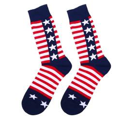 JewelryWe Lustige Socken mit Amerikanischer Flagge: Bunte Baumwolle Socken USA Flagge der Vereinigten Staaten Freiheitssocken Sterne Streifen Strümpfe Baumwollsocken für Herren Damen Stil A von JewelryWe