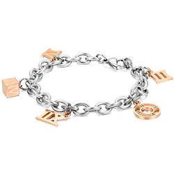 JewelryWe Schmuck Damen Armband, Römische Ziffern Charm, Edelstahl, Rose Gold Silber von JewelryWe