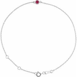 925er Sterlingsilber, rund, 3 mm, künstlicher Rubin 16,5 cm, poliert, im Labor gewachsene Rubin-Lünette, Solita-Schmuck für Frauen, 1 cm, Rubin von JewelryWeb