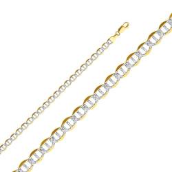 Armband aus 14 Karat Gelbgold, flach, 5,5 mm, mit Rhodium-Pavé-Fassung, Schmuck für Damen, 20 cm von JewelryWeb