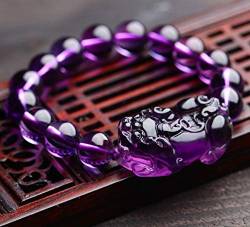 Feng-Shui-Armband, Kristall-Pixiu-Piyao-Amulett-Armband, Feng-Shui-Wohlstands-Stretch-Armreif, 3A Amethyst-Talisman-Edelstein, zieht Geld an, akademische Karriere, viel Glück for Männer und Frauen, Ko von JgYiAngBq