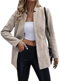 Jhsnjnr Damen Mantel Elegante Casual Open Front Einfarbig Herbst Jacken Lange Ärmel Arbeit Büro Anzug Blazer von Jhsnjnr