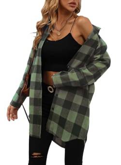 Jhsnjnr Damen Mode Longshirt zum Knöpfen Leichte Oktoberfest Kariertes Hemd Oversized Flanell Bluse mit Taschen von Jhsnjnr