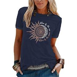 Damen Oberteile Sommer Sommer Damen T-Shirt Sunflower Print Muster Kurzarm Rundhalsausschnitt Basic Kurzarm Lose Damen Rundhals Casual Top Longshirt Damen von JiJiRuDU