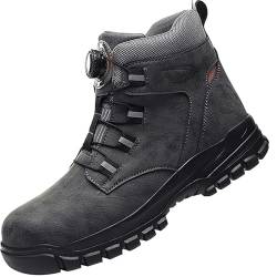 JiaMeng-ZI Anti-Smash und Anti-Pannen-Arbeitsschutzschuhe Herren, S3 Winterstiefel rutschfeste Stahlkappen-Sicherheitsschuhe, Verschleißfeste Wasserdicht Hoch-Arbeitsstiefel auf der Baustelle von JiaMeng-ZI