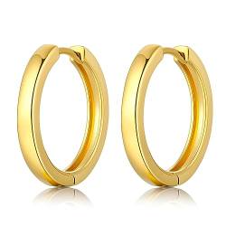 Hoop Ohrringe für Damen, Sleeper Hoop Huggie Scharnier Sterling Silber Post Hoops Ohrringe Hypoallergene Schmuck Geschenke gold 21mm von Jiahanzb