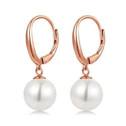 Perlen Ohrringe Damen Perlenohrringe Rosegold Damen Hängend 925 Sterling Silber Hängend Muscheln Perle Zirkonia Perlen Ohrringe Für Damen Mädchen von Jiahanzb