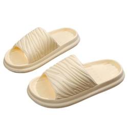 Jian1004 Hausschuhe Bequeme, leichte Hausschuhe, rutschfest, leicht zu reinigen, Hausschuhe, Duschschuhe, Badezimmer-Sandalen for Damen und Herren Badezimmer-Hausschuhe(Beige,36-37) von Jian1004