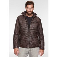 Jilani Lederjacke Simon-2 #KJ Jilani - Herren Lederjacke Steppjacke Kapuze Lammnubuk dunkelbraun von Jilani