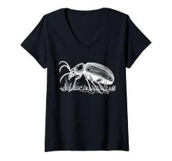 Damen Line Art Entomologen Cicindela Beetle T-Shirt mit V-Ausschnitt von Jimbeels