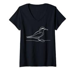 Damen Line Art Vogel- und Ornithologe Forster'S Seeschwalbe T-Shirt mit V-Ausschnitt von Jimbeels