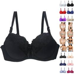 Sale Angebote BH Ohne Bügel Damen-BHS Spitze Spleißen Stickerei Dünn Plus Größe BH, BH Rückenfrei, Baumwoll-Dreieck-BH Für Frauen Gerippter Kreuzrücken Spaghetti-Träger-BH Push Up BH Einlagen Sale von Jingmcdy