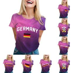 T-Shirt Damen Sale Deutschland Trikot Em 2024 Damen Kurzarm Baumwolle Sport T-Shirt Damen Flagge Fanshirt Fanartikel Lockeres Lässiges Tops Für Damen Im Mit Rundhalsausschni Damen BeDamenung Sale von Jingmcdy