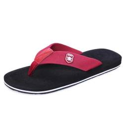 Herren Flip Flops-On Zehenstegpantolette trenner Pantoffeln Schwimmbad Strand Dusch Sauna Beach/Pool Sports Classic Freizeit Weich Comfy Badelatschen Sandalen Schuhe Sommer Männer Unisex 43 rot von Jinsha