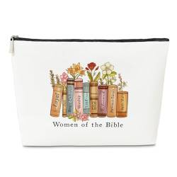 Inspirierendes, christliches Geschenk, Make-up-Tasche für Freundin, Mutter, BFF, Frauen des Bibelvers, religiöses Geschenk, Blumen-Kosmetiktasche, Buchliebhaber und Bestätigungsgeschenk, PU-Leder, von JioJio Chan