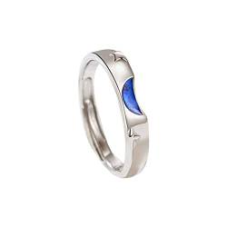 Jipersuo Sonne-Mond-Stern-Paar-Ring Männer Frauen Licht Luxus offener Ring Epoxy Sonne-Mond-Paar-Ring Ring Frauen (B, One Size) von Jipersuo