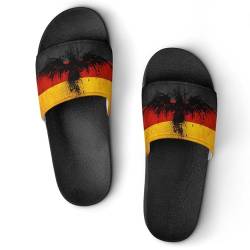 JiuPopular Badeschlappen Deutschland Flagge Adler Sliders Herren Damen Rutschfest Slides, Schwarzer Stil, 39 2/3 EU von JiuPopular