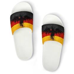 JiuPopular Badeschlappen Deutschland Flagge Adler Sliders Herren Damen Rutschfest Slides, Weißer Stil, 39 1/3 EU von JiuPopular