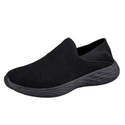 JiuQing Damen Sneaker Straßenlaufschuhe Slip-On Flache Schuhe Leichte Bequeme Casual Walking Sneakers,Schwarz,39 EU von JiuQing