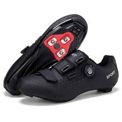 JiuQing Fahrradschuhe Herren Damen Kompatibel Mit Peloton Fahrradschuhen Mit SPD Delta Cleats Indoor Outdoor Rennradschuhe,Schwarz,36 EU von JiuQing