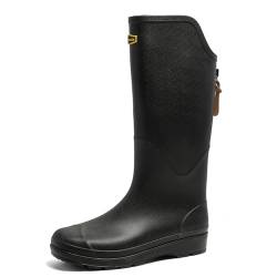 JiuQing Regenstiefel Herren Damen Hohe Angelschuhe Wasserdicht Für Den Außenbereich Arbeitsgummistiefel,Schwarz,37 EU von JiuQing