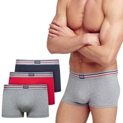 Jockey Cotton Stretch Short Trunk – Boxershorts Herren im 3er Pack, Unterhose mit mittlerer Leibhöhe, Unterwäsche aus Baumwolle und Elasthan, 3er Set in Grau-Melange, in Mehrfarbig von Jockey