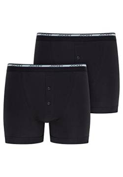 Jockey Boxer Trunk - Boxershorts Herren im 2er Pack, Unterhosen mit Eingriff und Knöpfen, Unterwäsche aus 100% Baumwolle, Herren Unterhosen aus Feinripp-Material, 2er Set, in Schwarz von Jockey