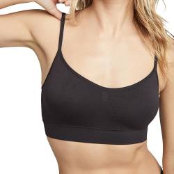 Jockey Modern Micro Seamfree Bralette – Damen BH ohne Bügel, gepolstertes Bustier mit herausnehmbaren Cups, Nahtlose Unterwäsche, schmale verstellbare Träger, in Schwarz von Jockey