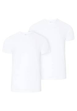 Jockey American T-Shirt - Baumwoll T-Shirts für Herren im 2er Pack, Shirt mit Kurzarm, Rundhals-Ausschnitt, Basic Shirt mit verstärktem Kragen, Tshirt Herren mit lockerer Passform, 2er Set, in Weiß von Jockey