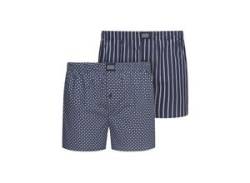 Webboxer JOCKEY "Everyday Woven", Herren, Gr. XXL, blau (marine, gemustert), Webqualität, Obermaterial: 100% Baumwolle, gestreift, kariert, weit, Unterhosen, mit Eingriff und elastischem Bund von Jockey