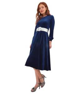 Joe Browns Damen Petite Puff Sleeve Full Skirt Velvet Midi Dress Lässiges Abendkleid, Midnight, 44 zierlich von Joe Browns