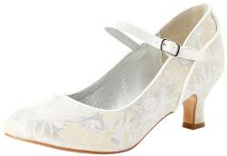 Joe Browns Damen Shimmery Jacquard Mary Jane Heeled Shoes Pumps, Silber, 42 EU Weit von Joe Browns