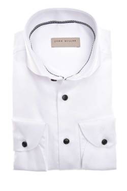 John Miller Tailored Fit Hemd weiss, Einfarbig von John Miller