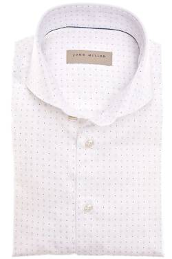 John Miller Tailored Fit Hemd weiss, Gemustert von John Miller