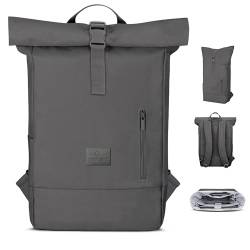 Johnny Urban Rucksack Damen & Herren Grau - Robin Medium - Rolltop Mit Laptopfach für Uni Business Fahrrad - 15L - Nachhaltig - Wasserabweisend von Johnny Urban