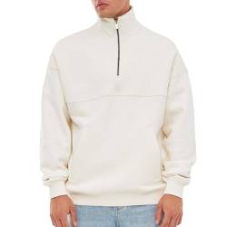 Johnny Urban Sweatshirt mit Reißverschluss Herren & Damen Creme - Cooper - Half Zip Sweater Pullover aus Baumwolle - Oversized Troyer Mit Kängurutasche - Stehkragen von Johnny Urban