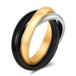 Joievievie 3-in-1-Ring, 3-in-1-Ring, ineinandergreifende Ringe, dreifarbig, Ehering, Hochzeitsschmuck, für Herren und Damen, Edelstahl von Joievievie