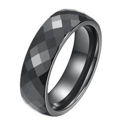 Joievievie 6 mm Ring aus Keramik mit Facettierten Ring Weiß Schwarz Blau Rosa Paar Schmuck Herren Damen Ehering Verlobung Hochzeit, Keramik von Joievievie