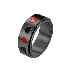 Joievievie Ring drehbar Poker Spielkarten Pik Herz Ehering Schmuck Herren, Edelstahl von Joievievie