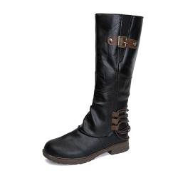 Damen Stiefeletten/Boots - Herren Winter Barfußschuhe Lässige Atmungsaktiv Flachform Schnüren Kampfstiefel Mittlerer Absatz Sport Schneestiefel Robust Fashion Cowboystiefel von JokeLomple